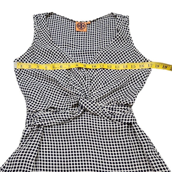 Tory Burch Tan and Black Polka Dots Silk Sleeveless Tank Top Size 4 - Picture 6 of 8